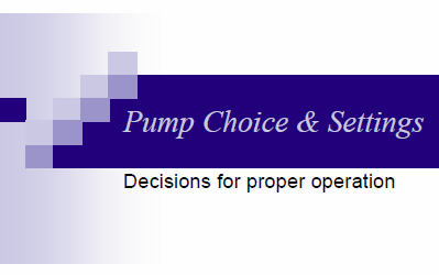 Pump Choice and Setting Decisions