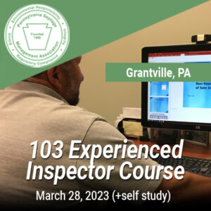 PSMA Certification (3/28/23): 103 Experienced Onlot Wastewater Treatment System Inspection Training Course