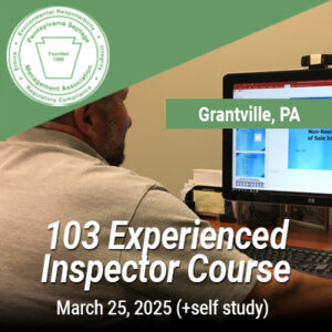 PSMA Certification (3/25/25): 103 Experienced Onlot Wastewater Treatment System Inspection Training Course